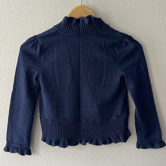 INC crop navy blue sweater size XS with ruffle detailing . 2/3 sleeves - Picture 3 of 5